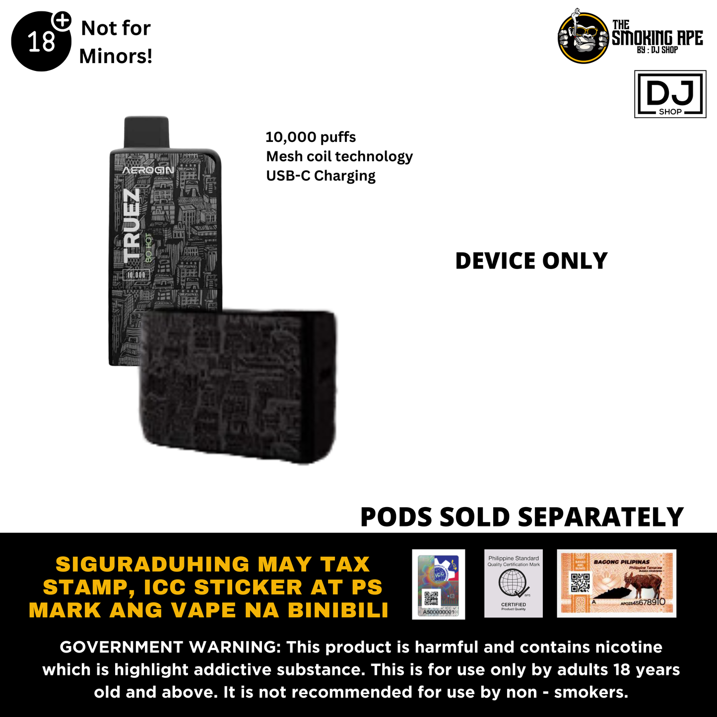 Aerogin Truez 10,000 puff