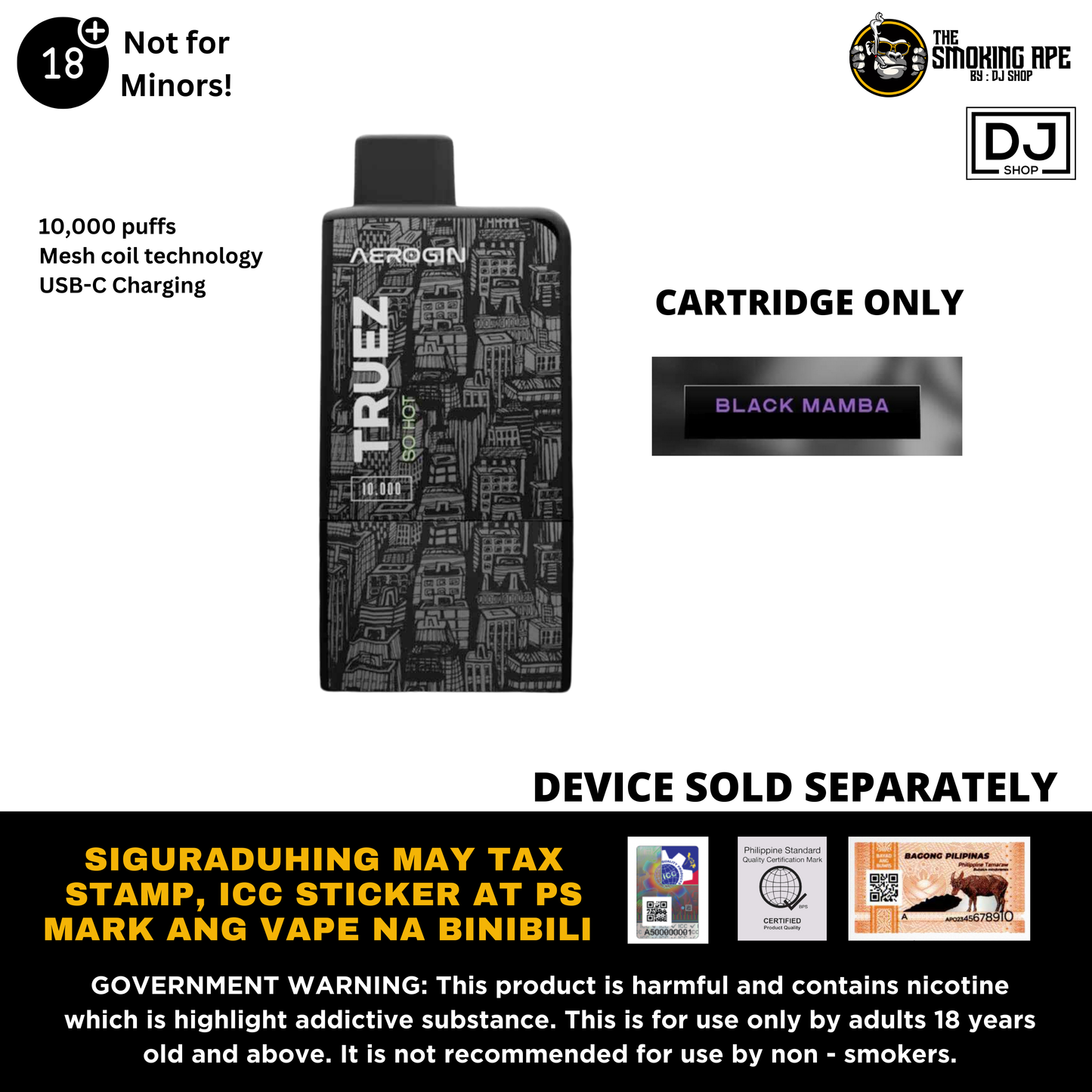 Aerogin Truez 10,000 puff